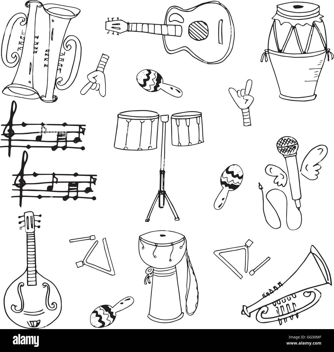 Instrument de musique doodles vector art Illustration de Vecteur
