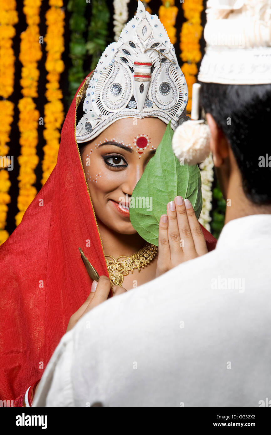 Portrait d'une Indienne mariée et le marié Banque D'Images