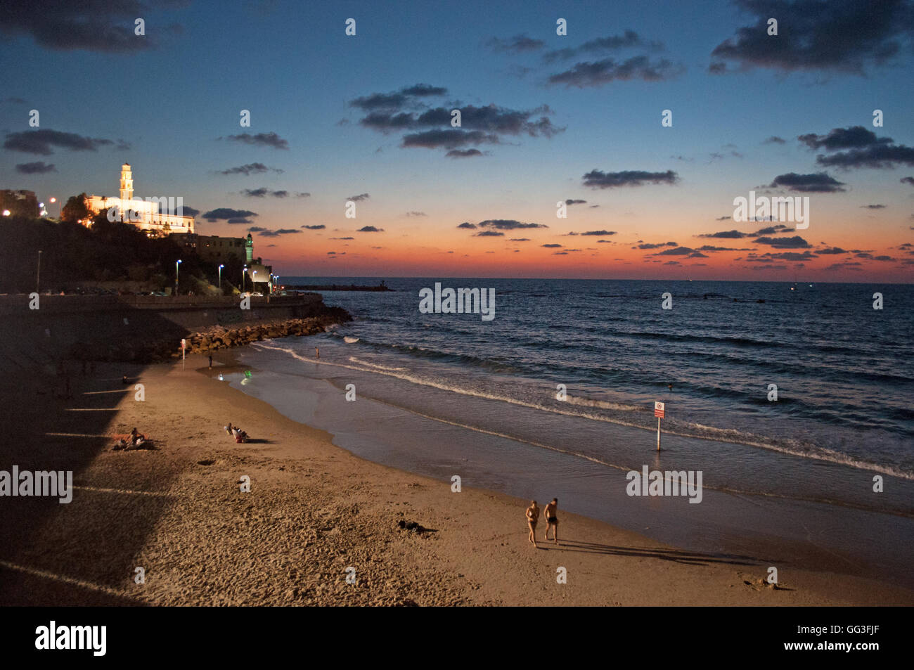 Israël, Moyen-Orient : coucher de soleil sur les toits de la vieille ville de Jaffa, la partie la plus ancienne de Tel Aviv Yafo, l'une des plus ancienne ville portuaire en Israël Banque D'Images