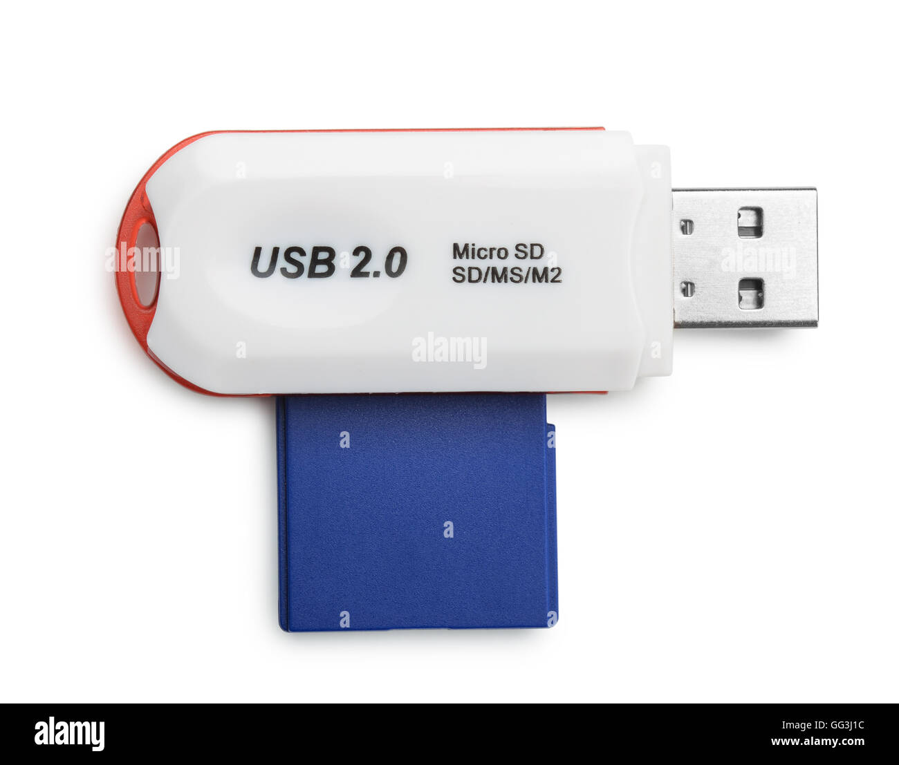 Vue de dessus du lecteur de cartes USB isolated on white Banque D'Images