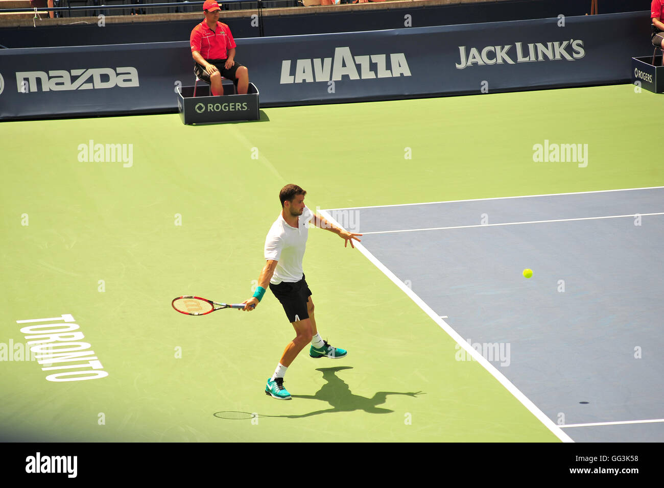 La joueuse de tennis bulgare Grigor Dimitrov au tournoi de la Coupe Rogers 2016 à Toronto, Canada. Banque D'Images