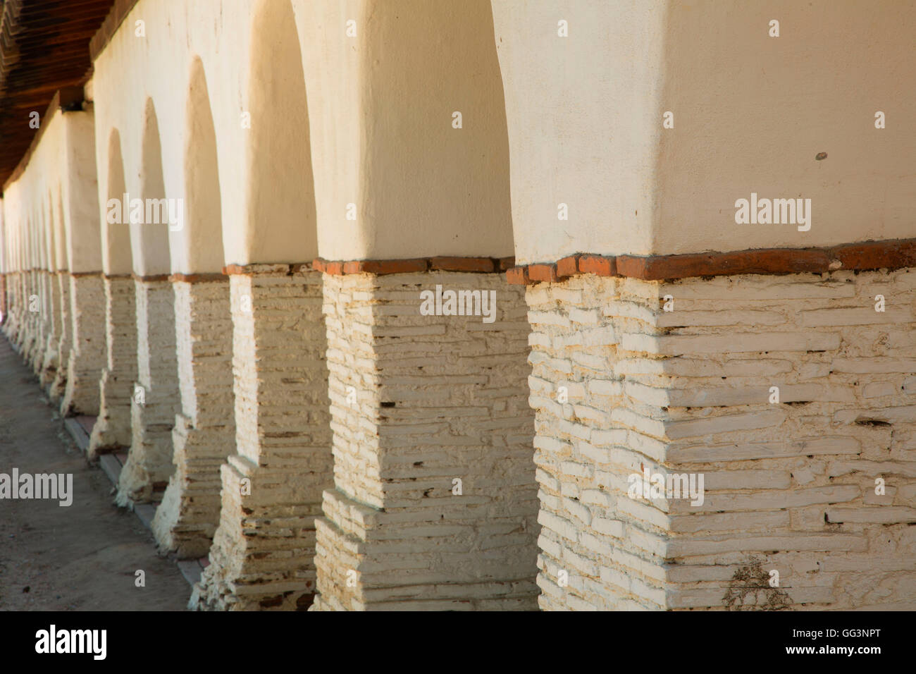 Arches, la Mission de San Juan Bautista, San Juan Bautista, California Banque D'Images