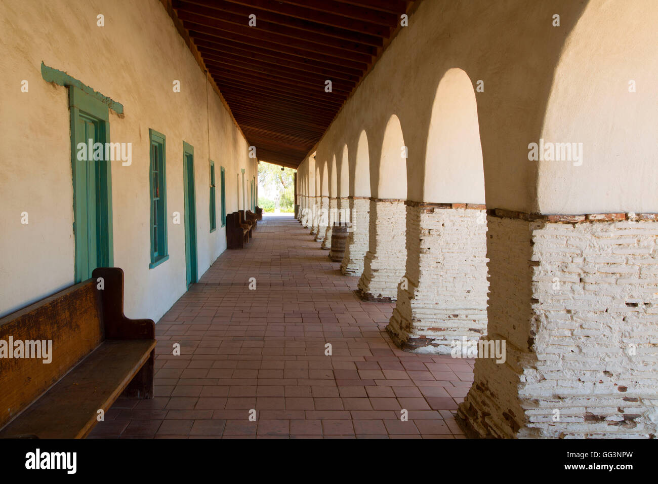 Porche, la Mission de San Juan Bautista, San Juan Bautista, California Banque D'Images