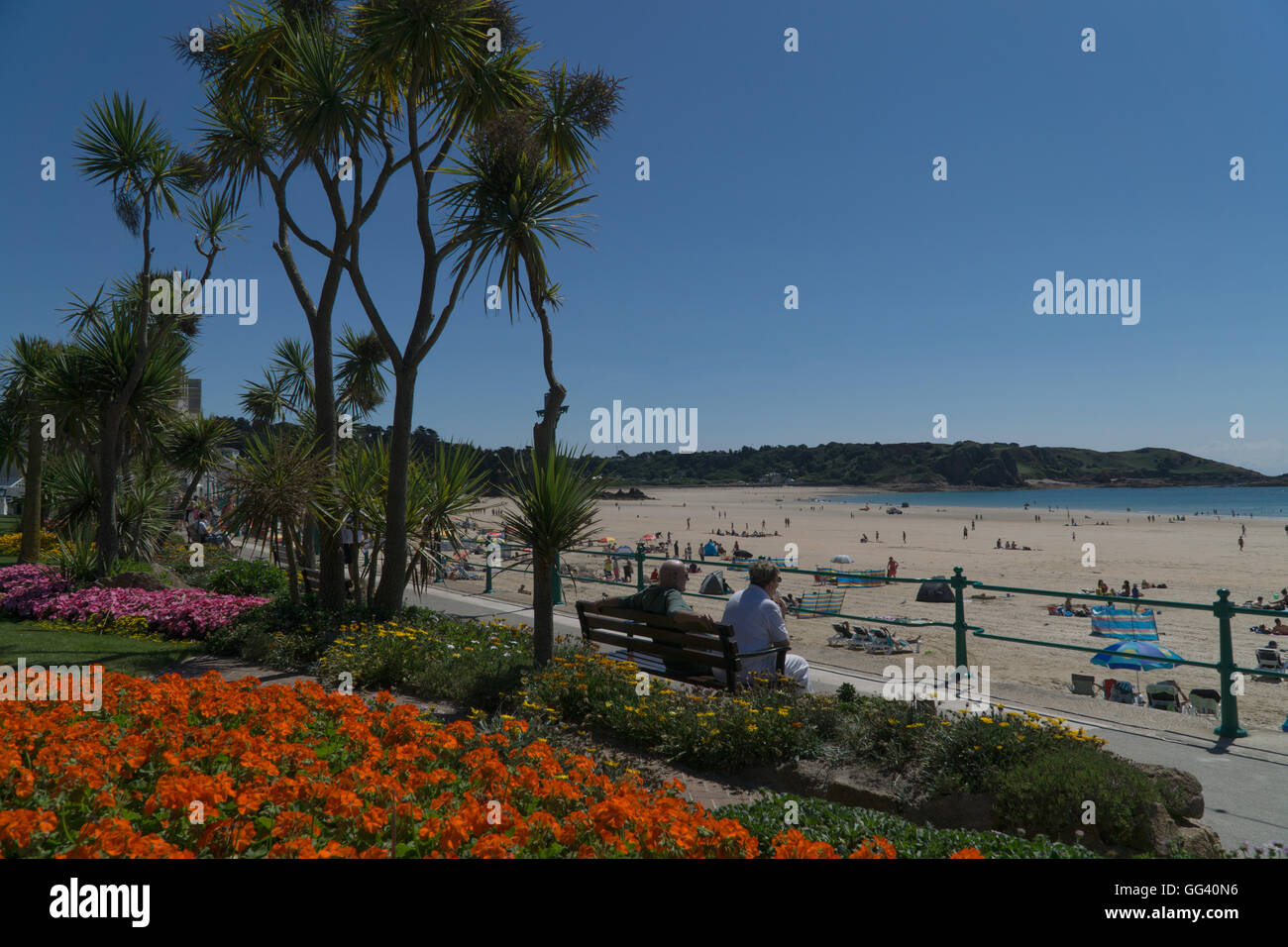 Vue panoramique de la baie de St.Brelades Jersey,,Channel Islands Banque D'Images