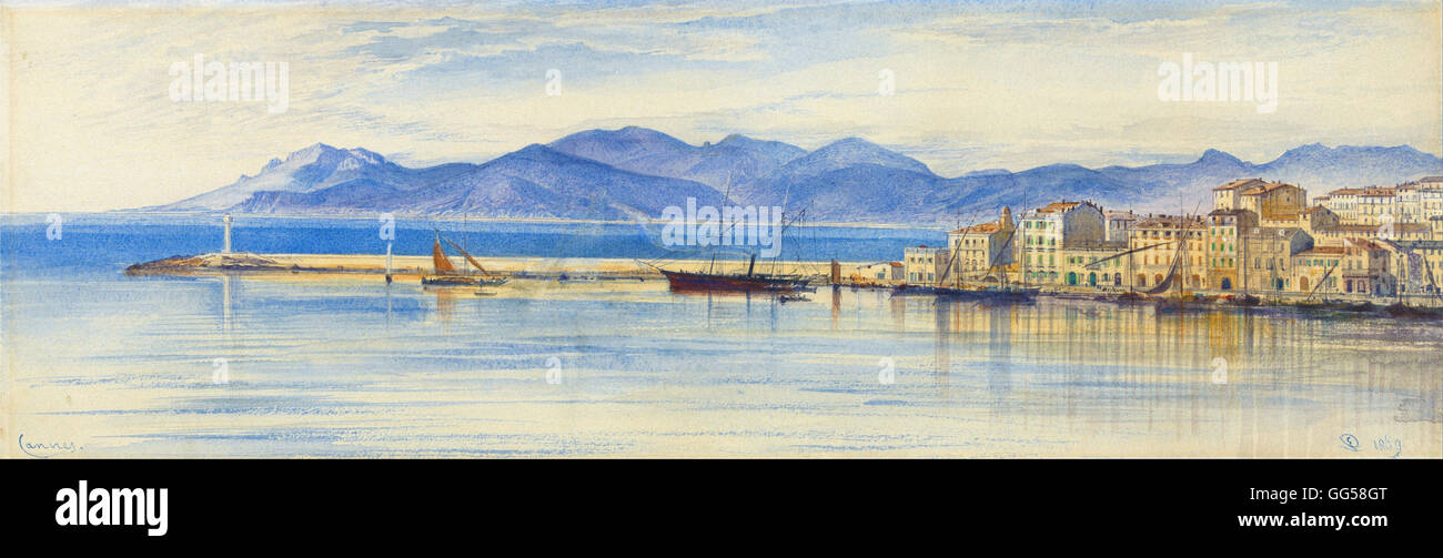 Edward Lear - une vue sur le port de Cannes Banque D'Images