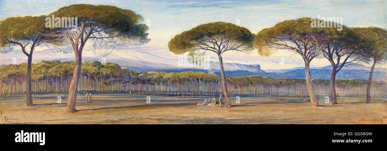 Edward Lear - une vue sur la forêt de pins au-dessus de Cannes Banque D'Images