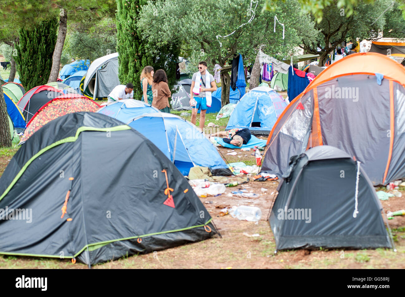 Camping de summer music festival Banque D'Images