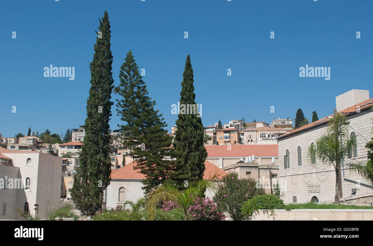 Moyen-orient : les rues et les toits de Nazareth, la capitale et la plus grande ville dans le District Nord d'Israël, connu sous le nom de capitale arabe d'Israël Banque D'Images