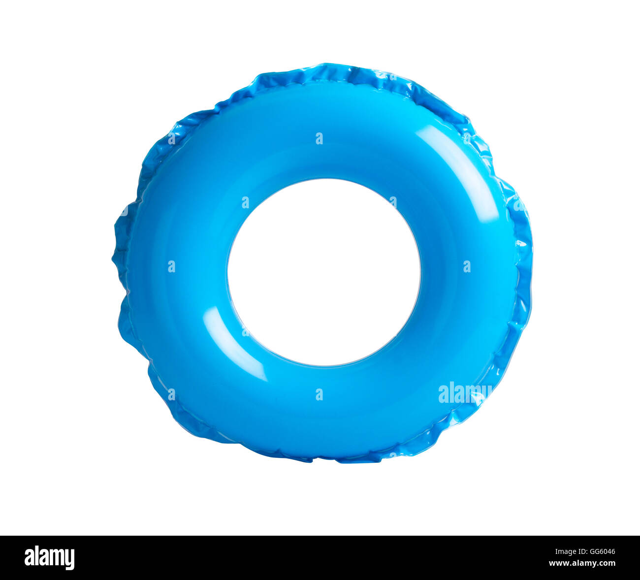 Cercle gonflable bleu isolé sur fond blanc Banque D'Images