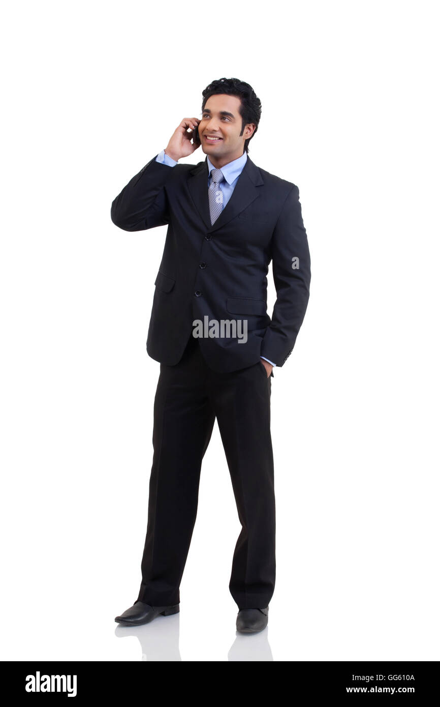 Portrait of businessman talking on a mobile phone Banque D'Images