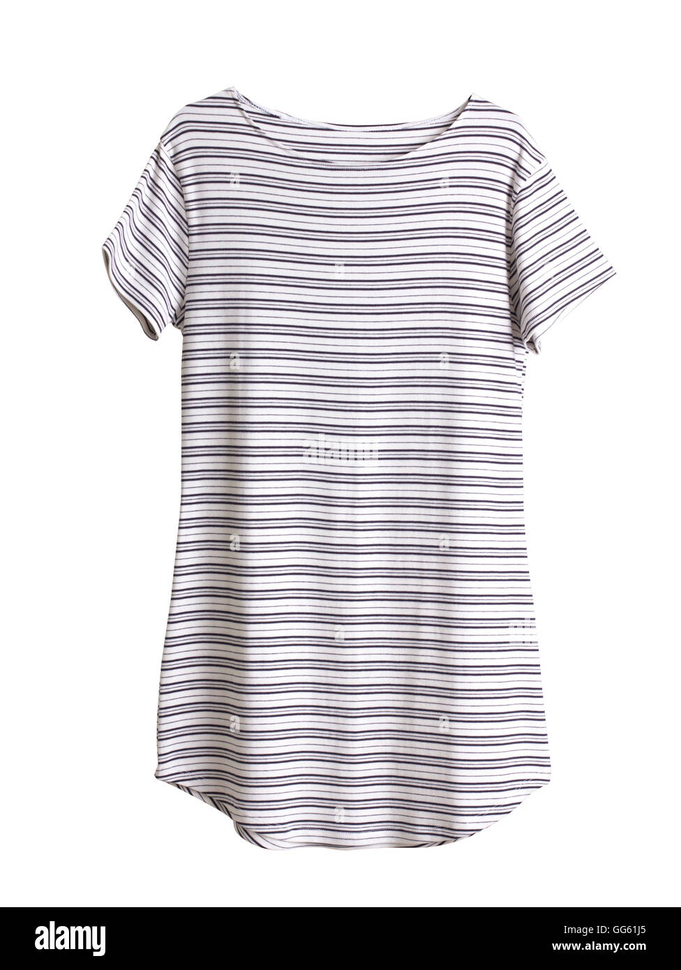 Le noir et blanc à rayures robe femmes isolé sur fond blanc Banque D'Images