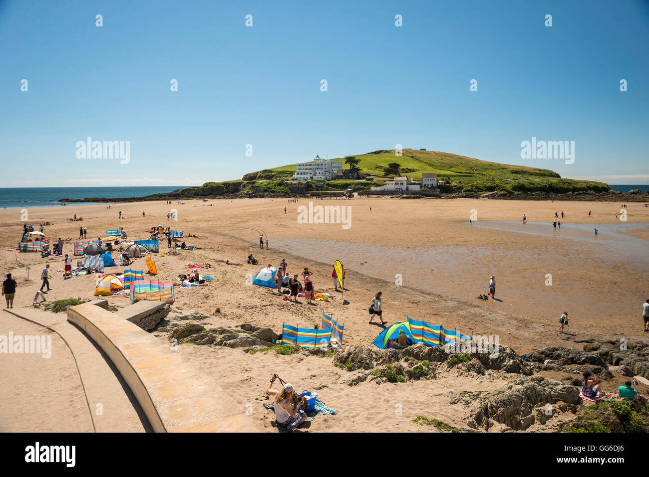 Ile de Burgh et la plage à Bigbury-on-Sea dans la région de South Hams, Devon, UK Banque D'Images