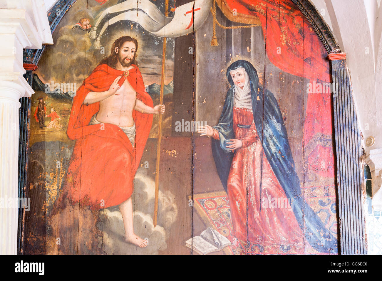 Autel et des peintures, Convento de Nossa Senhora da Conceicao, Musée régional de Dona Leonor, Beja, Alentejo, Portugal Banque D'Images