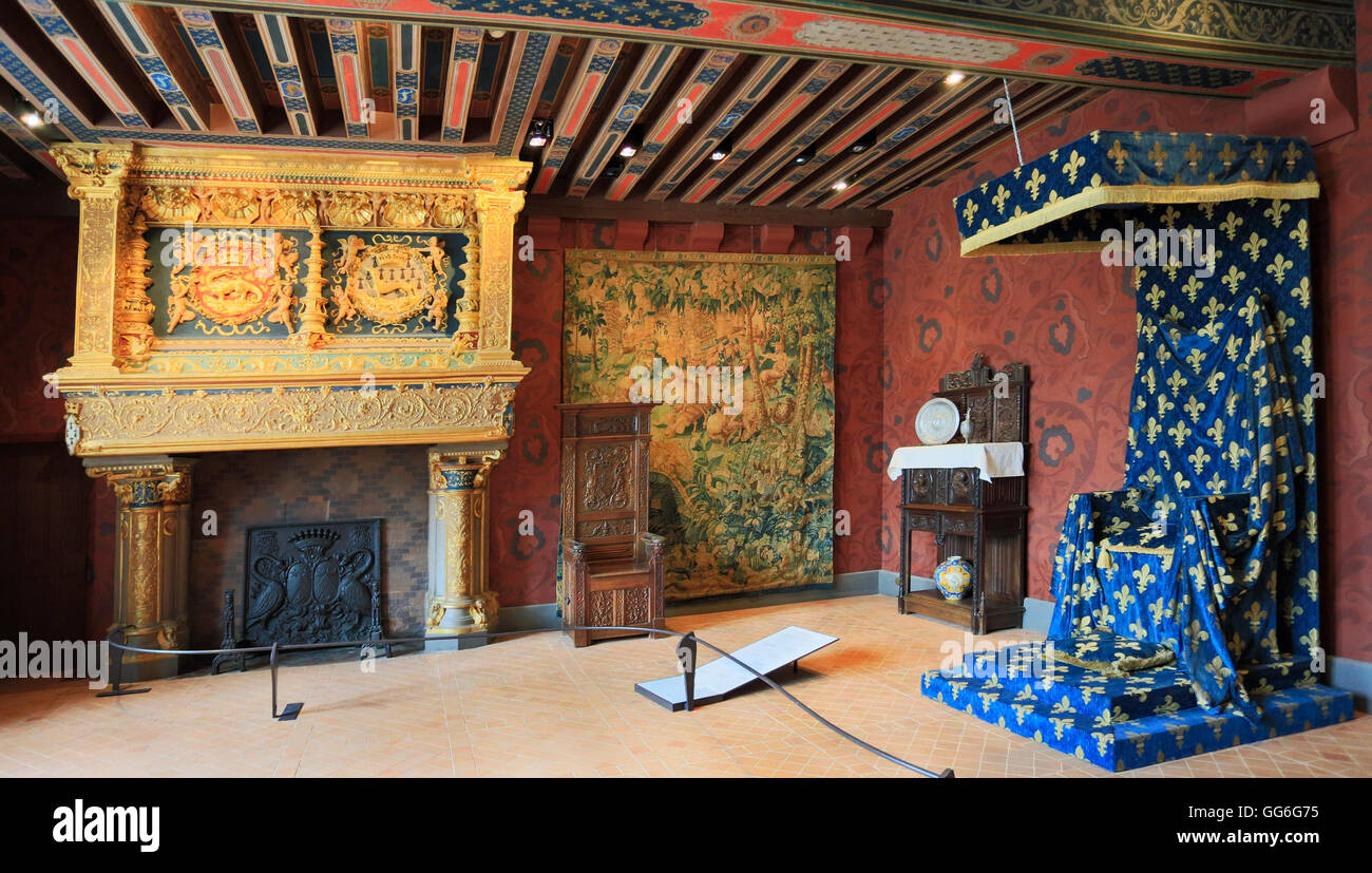 Le Château Royal de Blois est situé dans la vallée de la Loire et fut la résidence de plusieurs rois de France. Vue de l'intérieur. Banque D'Images