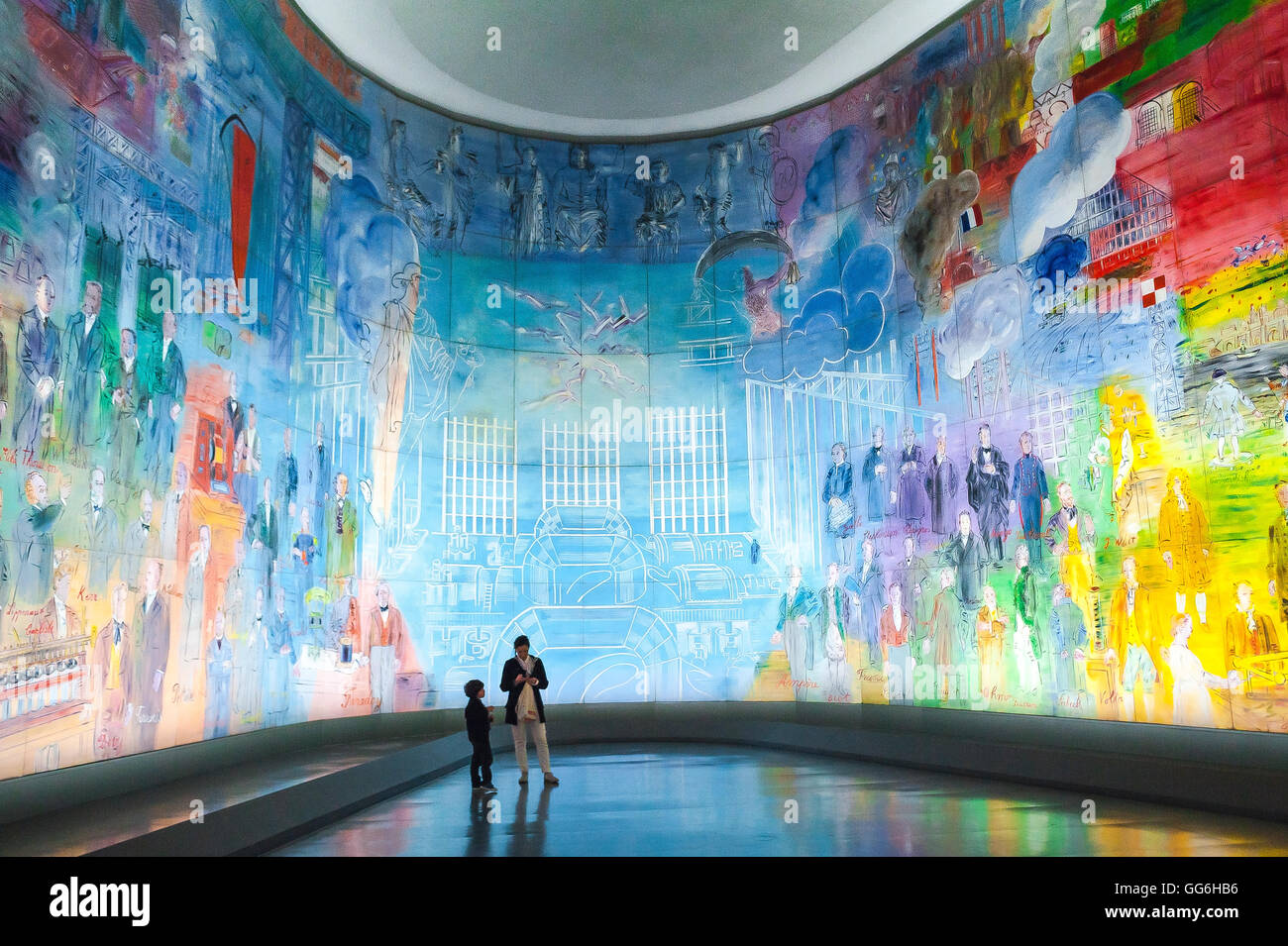 Musée d'art de Paris, vue sur une murale géante illuminée de la « Fee Electricite » de Raoul Duffy, Musée d'Art moderne de la ville de Paris (MAM), Paris. Banque D'Images