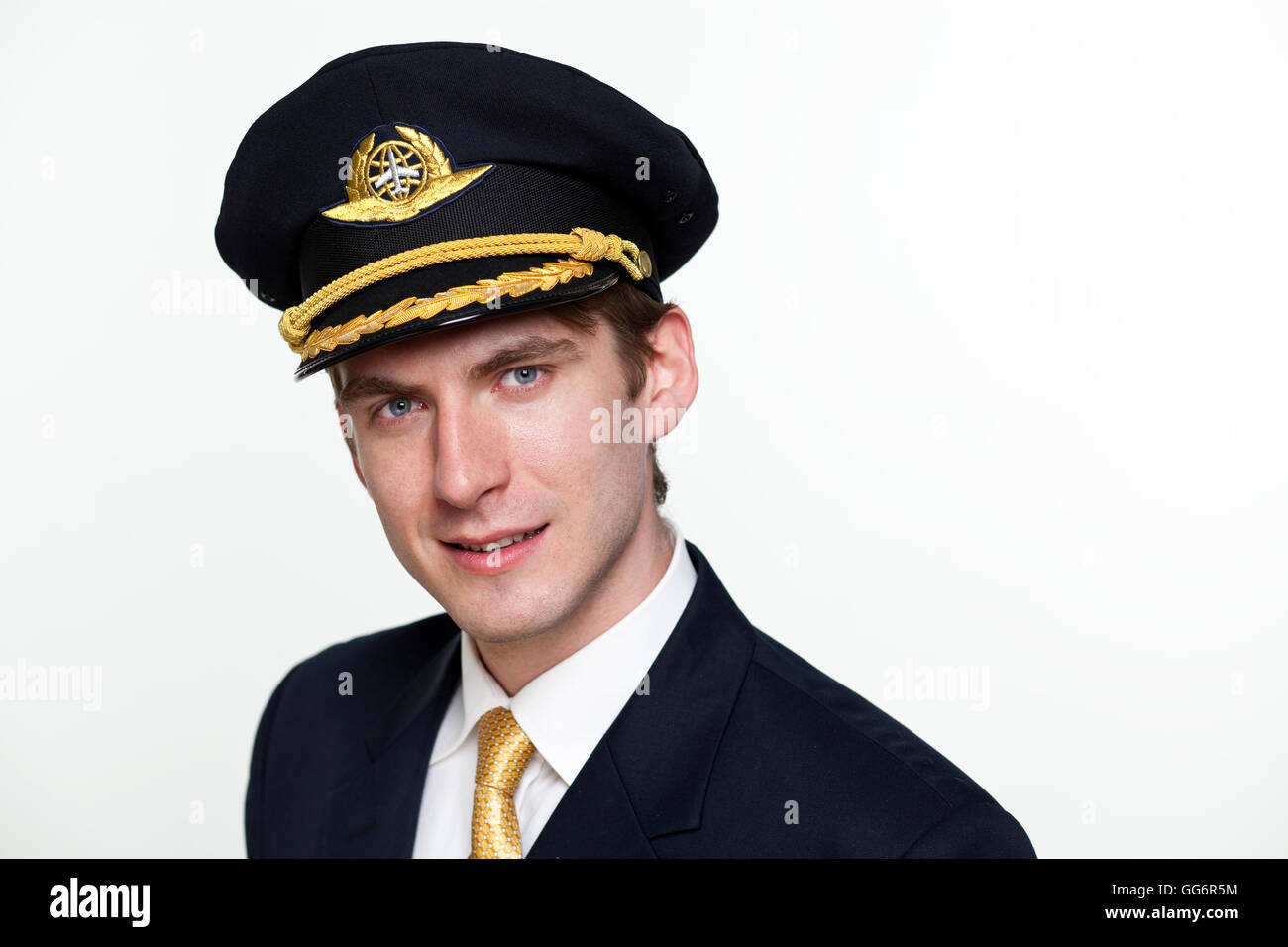 Portrait d'un jeune homme sous la forme d'un passager d'un avion Banque D'Images