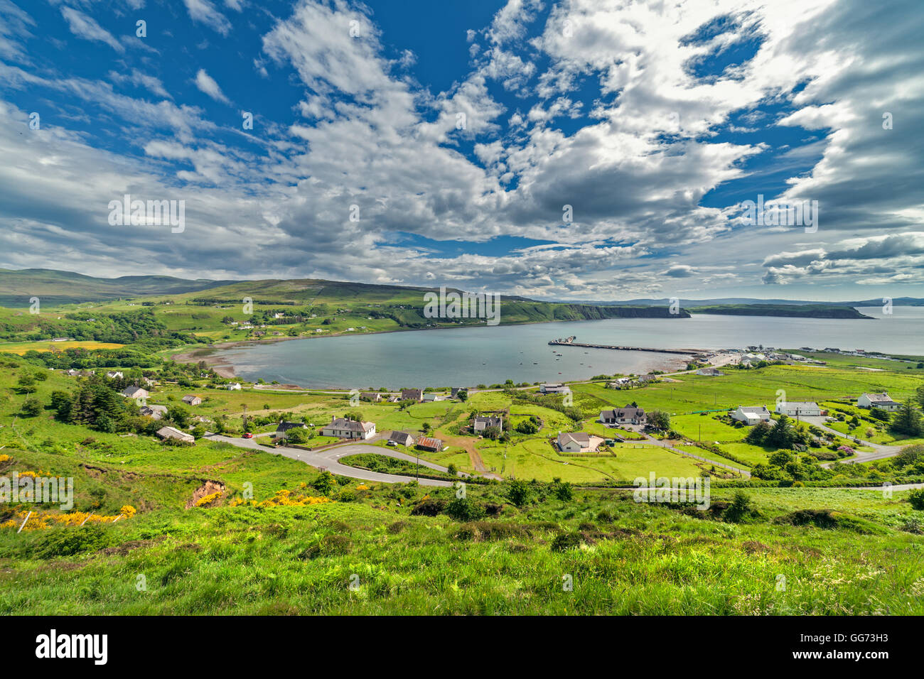Le Village de Uig sur la côte ouest de la péninsule de Trotternish sur l'île de Skye, Écosse Banque D'Images