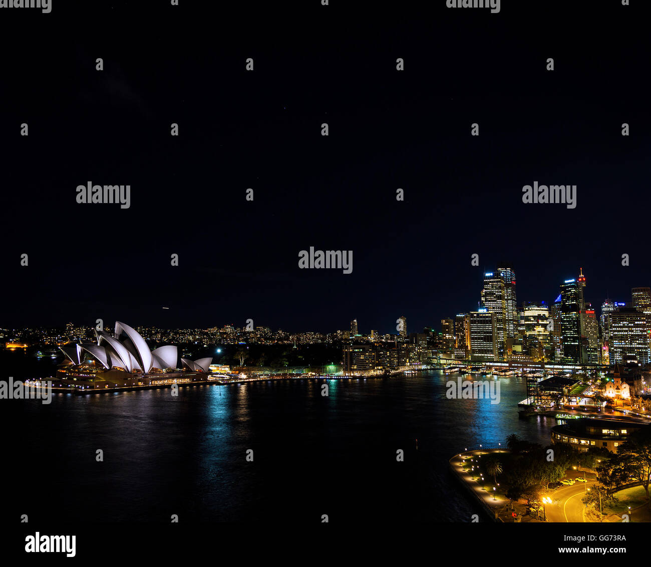 Le port de Sydney CBD opera house skyline sites célèbres en Australie pendant la nuit Banque D'Images