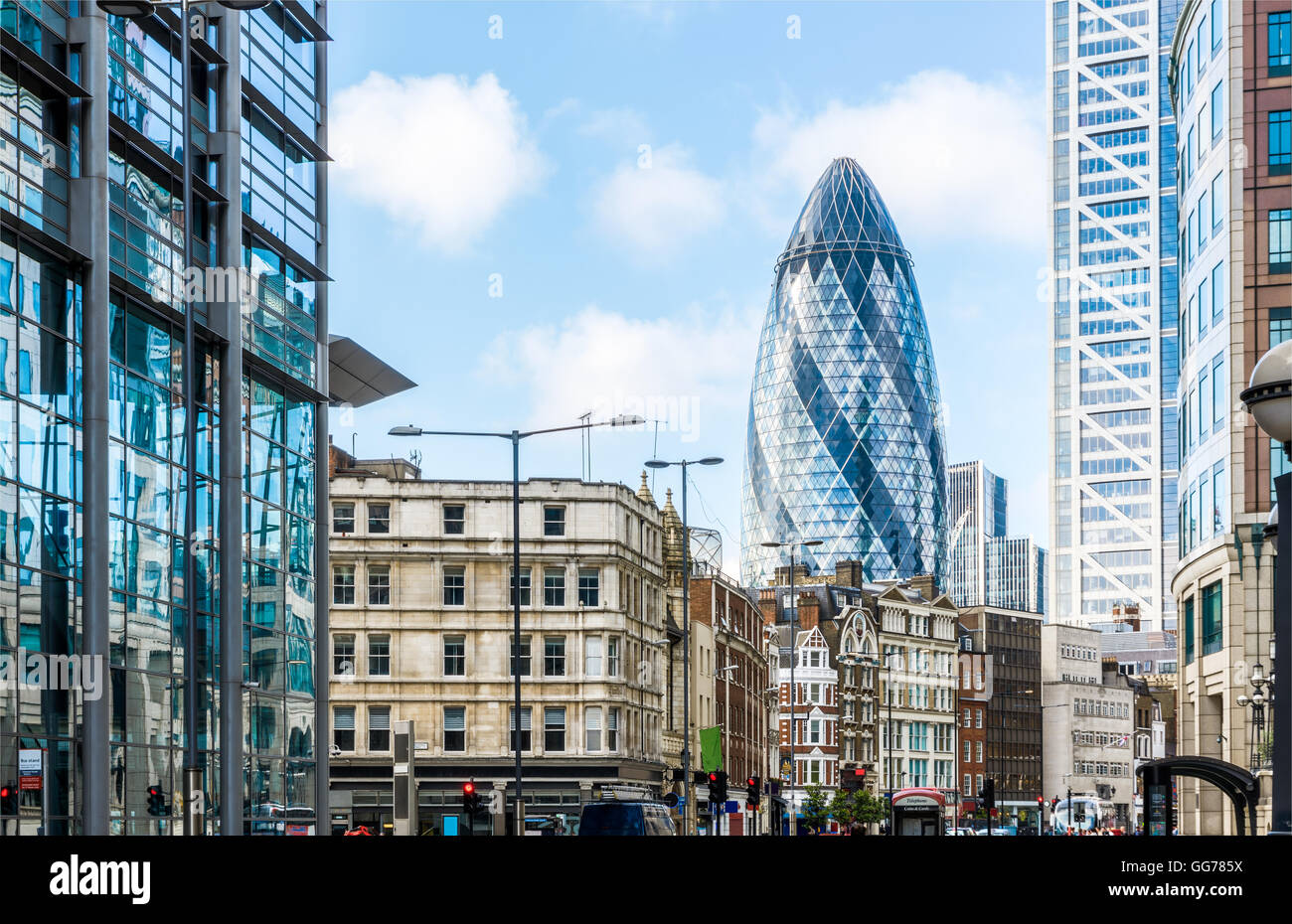 Vue sur la ville de Londres autour de la gare de Liverpool Street Banque D'Images