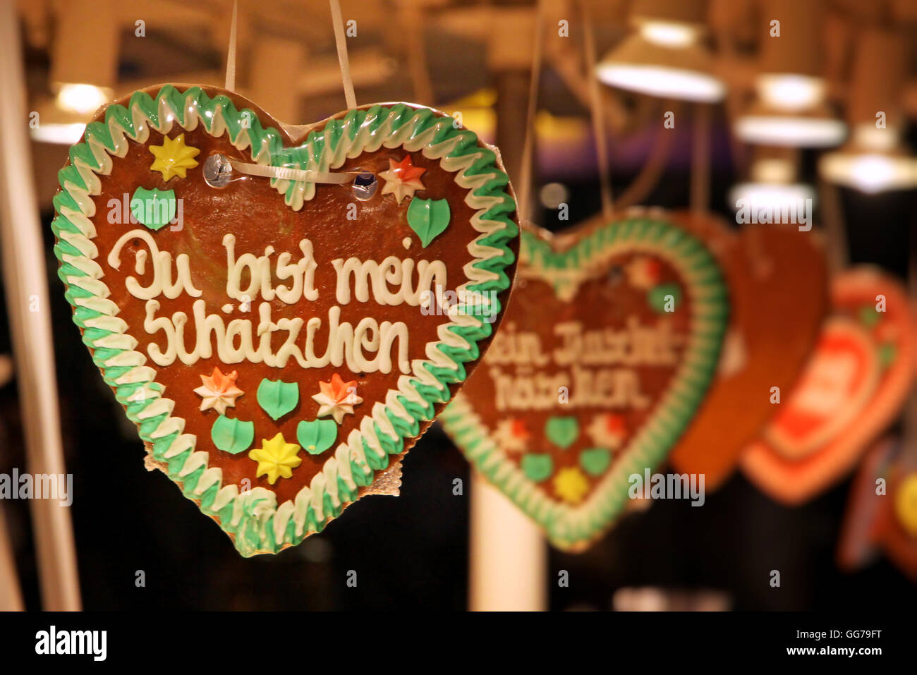 D'épices artisanal traditionnel allemand cœur utilisé comme décoration de Noël Banque D'Images