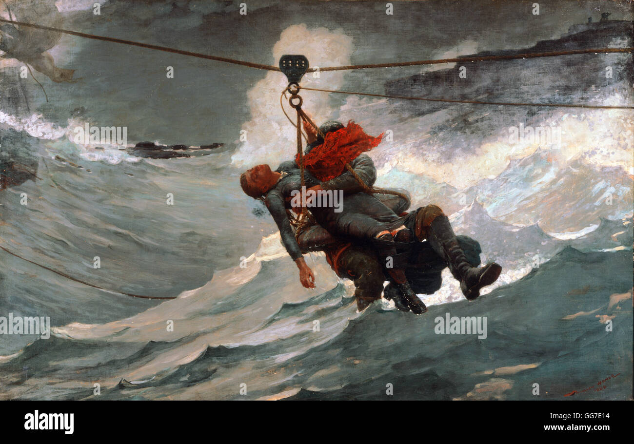 La ligne de vie par Winslow Homer Banque D'Images