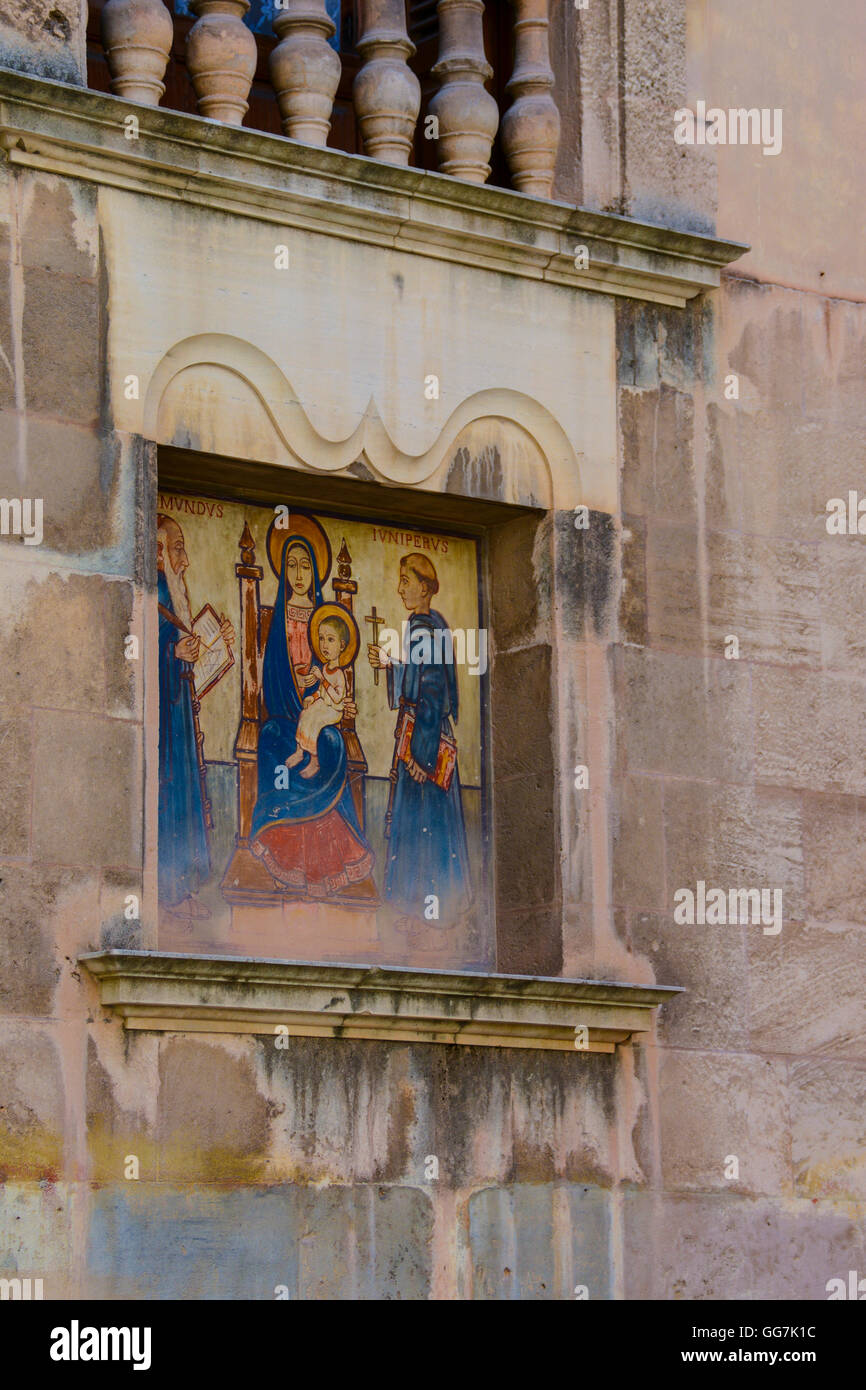 Tableau de la Vierge Marie et l'enfant Jésus sur le mur de la cathédrale de Santa Maria de Palma (La Seu), Majorque, Palma, Espagne Banque D'Images