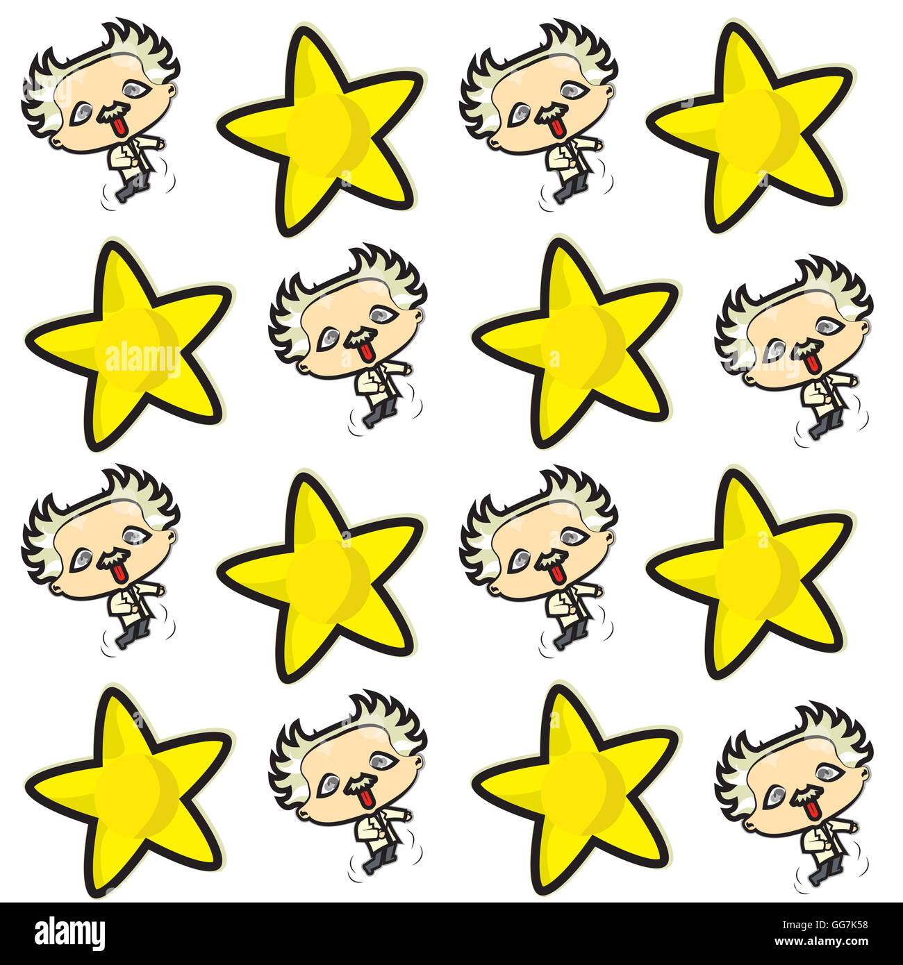 Ce fichier représente un modèle avec la célèbre scientifique Einstein et quelques étoiles. Banque D'Images