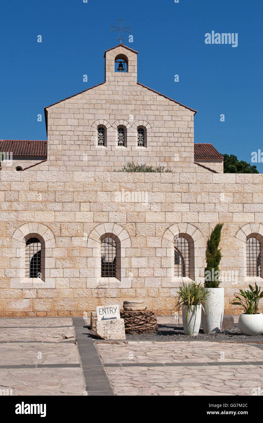 Tabgha : l'église de la multiplication des pains et des poissons, une église catholique romaine supervisé par ordre des Bénédictins Banque D'Images