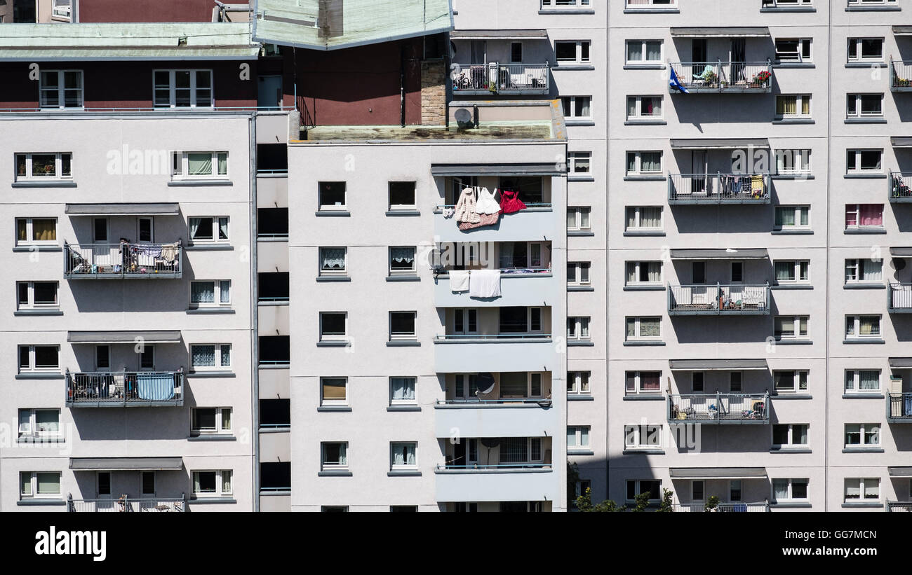 Vue sur des tours d'immeubles d'habitation sociale dans le centre d'Édimbourg, Écosse, Royaume-Uni Banque D'Images