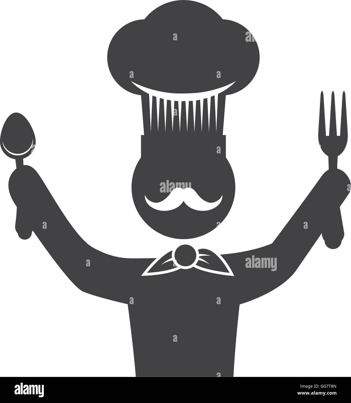 Chefs hat chef silhouette pictogramme icône. Graphique vectoriel Image ...