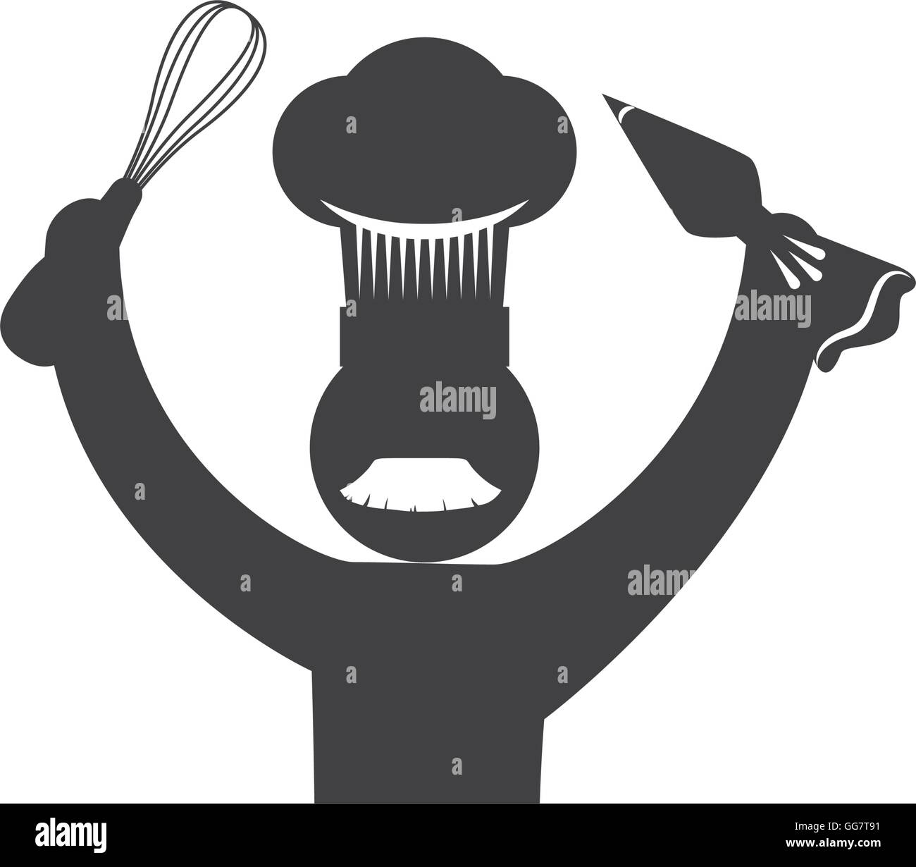 Chefs hat chef silhouette pictogramme icône. Graphique vectoriel Image ...