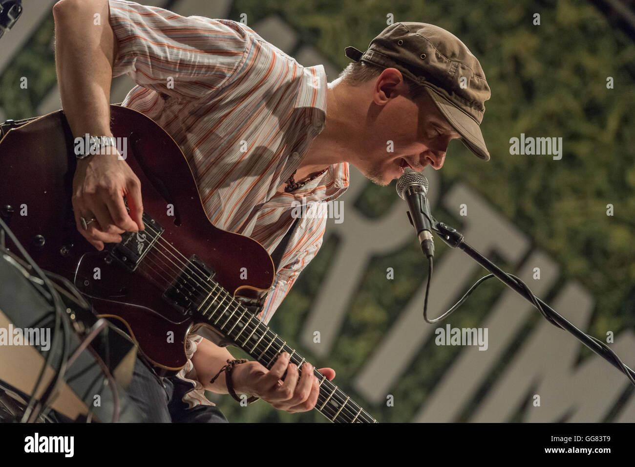 Rome, Italie. 06Th Aug 2016. Kurt Rosenwinkel à la guitare, Tim à la guitare et de Motzer, synthé et Joost Potocka sur batterie joué en concert à la Casa del Jazz à Rome au cours de l'examen 2016 musicaSummertime. © Leo Claudio De Petris/Pacific Press/Alamy Live News Banque D'Images