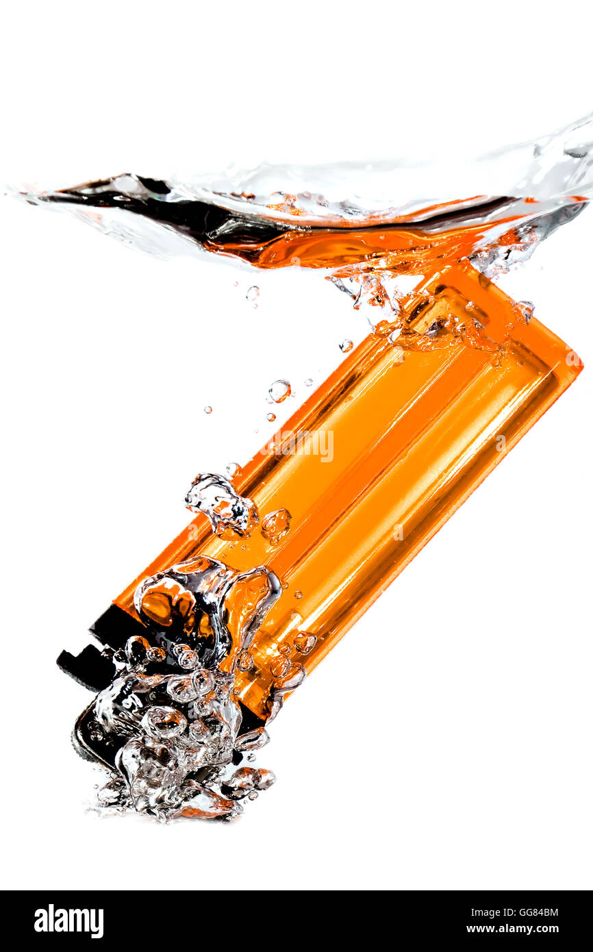 Plus léger avec des bulles sur fond blanc Banque D'Images