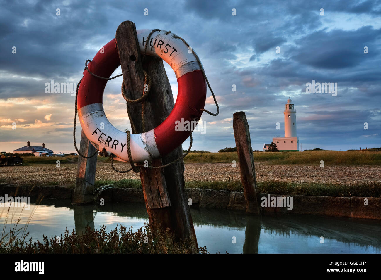 Hurst Point Lighthouse, Solent, Hampshire, England, UK Banque D'Images