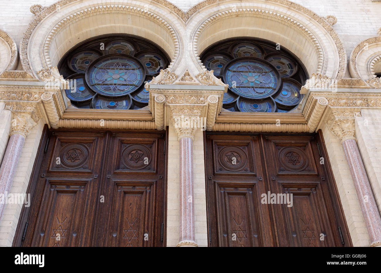 L'entrée de l'Eldridge Street synagogue Synagogue, un édifice historique dans le Lower East Side de Manhattan. Il a ouvert ses portes en 1887. Banque D'Images