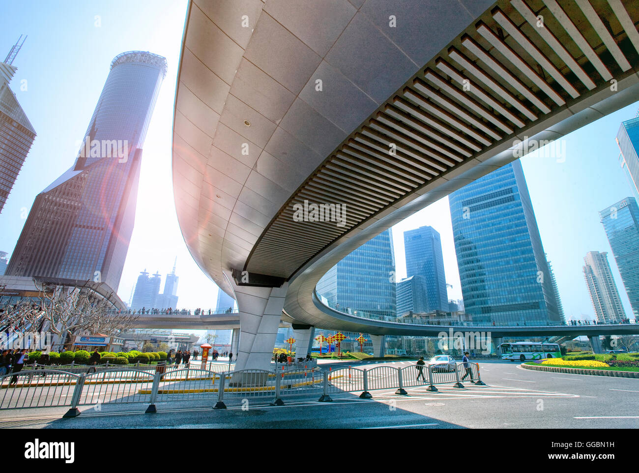 Place de Lujiazui à Pudong, Shanghai, Chine Banque D'Images