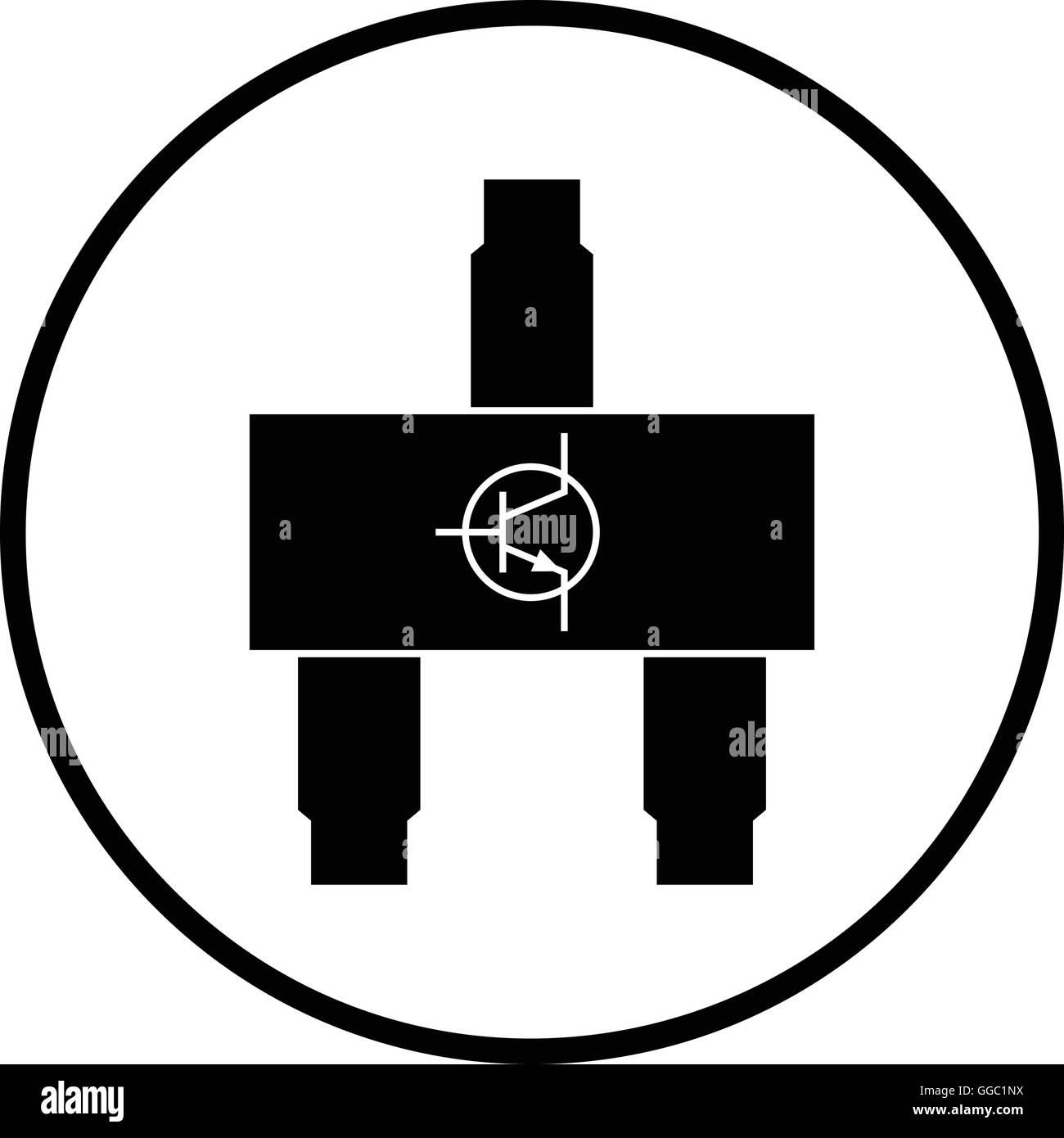 Transistor cms icône. Cercle mince de conception. Vector illustration. Illustration de Vecteur