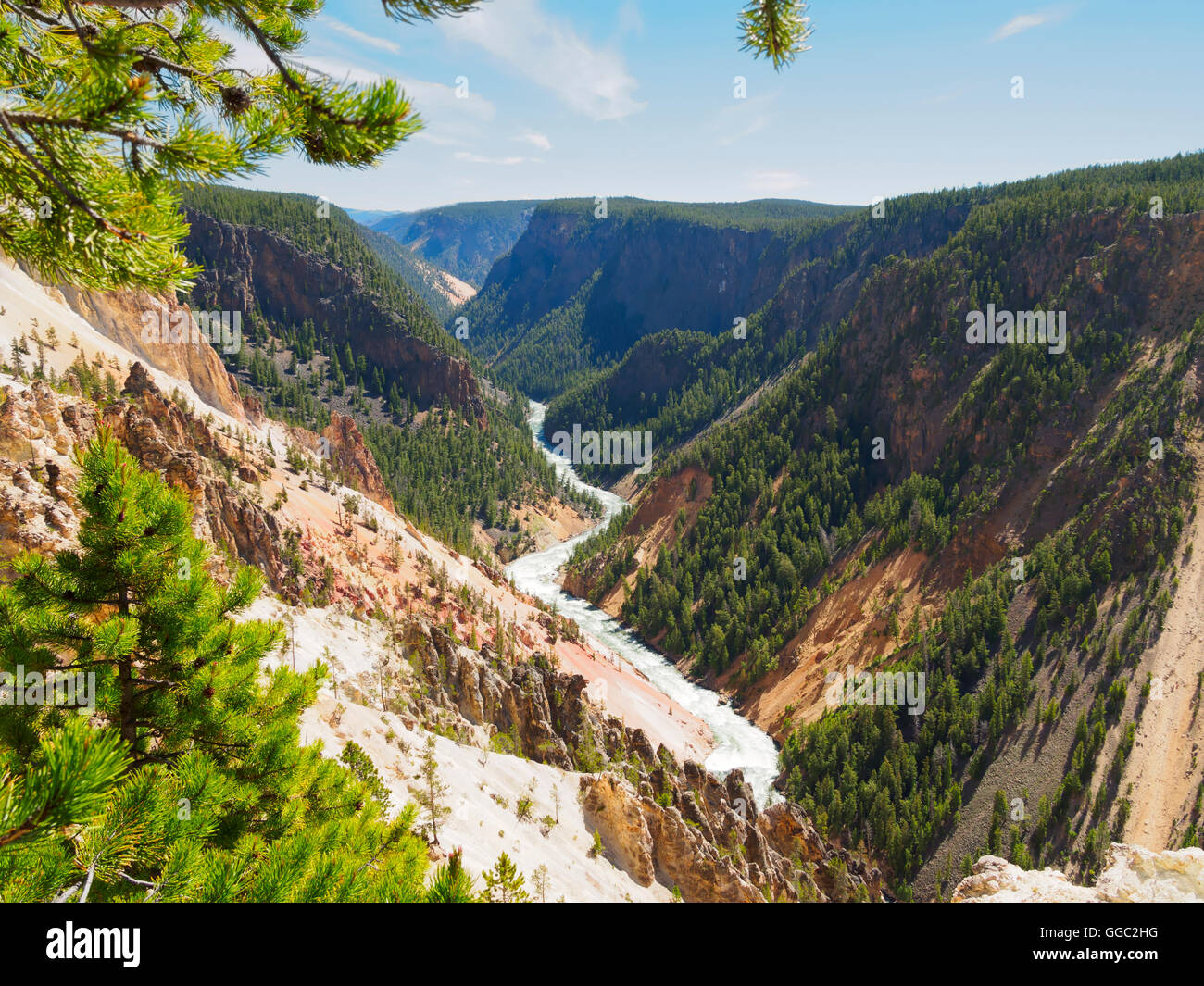 À partir de la rivière Yellowstone Inspiration Point, le Parc National de Yellowstone Banque D'Images