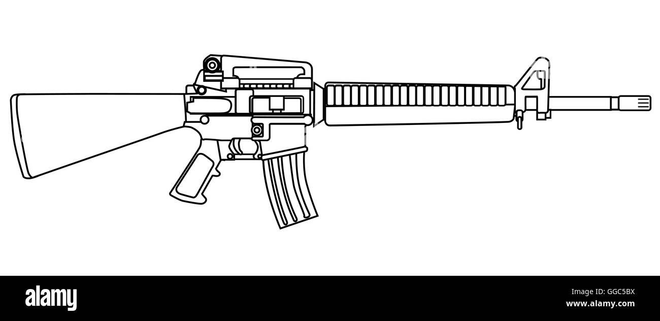 Une arme d'assaut style armée typique isolé sur blanc. Illustration de Vecteur