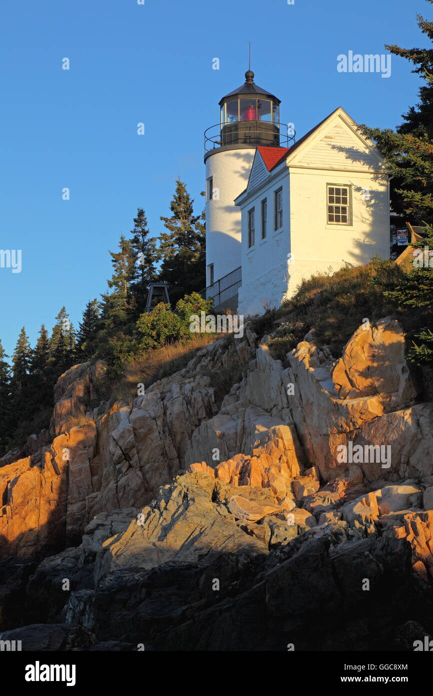 Géographie / voyages, USA (Maine), Mt. Île déserte, basso Harbour Light (1858) près de sunrise, Mt. Île déserte, Additional-Rights Clearance-Info-Not-Available- Banque D'Images