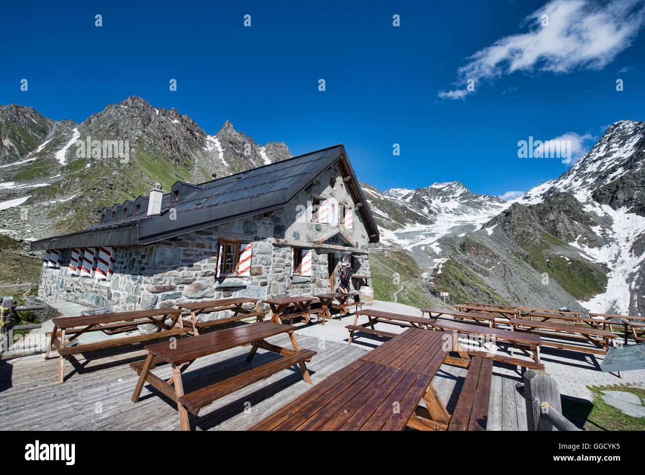 La Cabane du Club Alpin Suisse Montforte au-dessus de Verbier, Suisse Banque D'Images