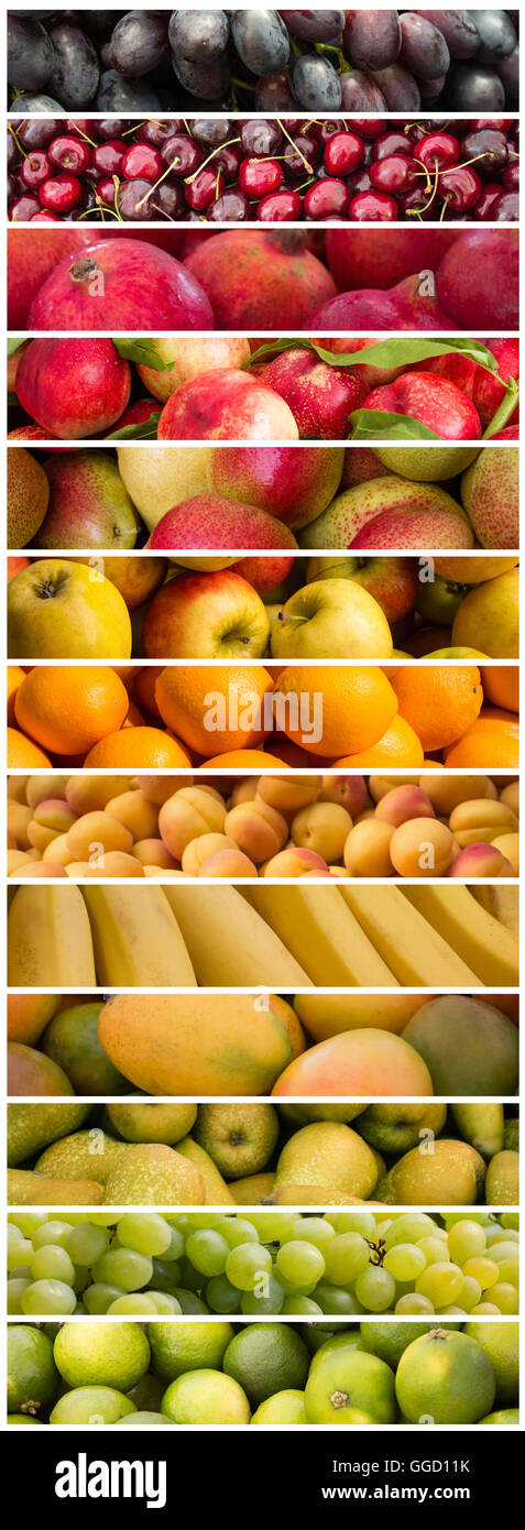 De nombreux fruits - fruits colorés mix - collage des aliments Banque D'Images