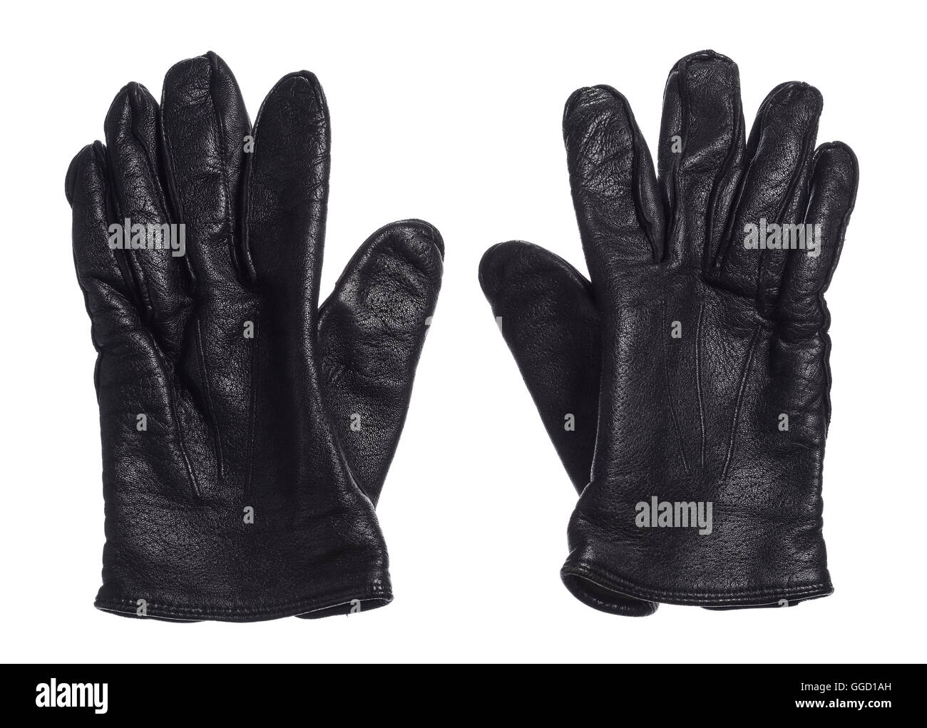 Paire de gants en cuir pour hommes noir Banque D'Images