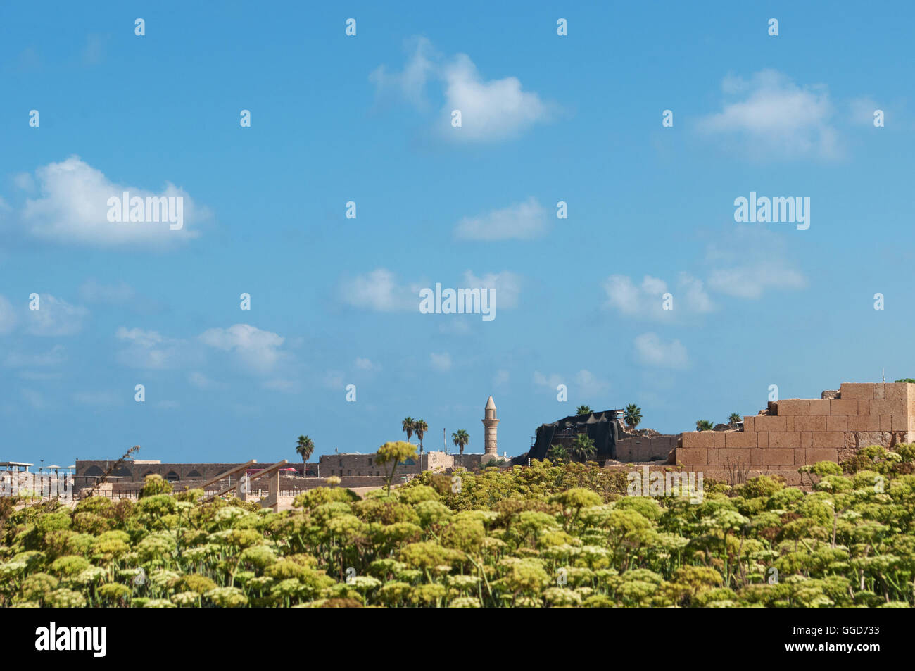 Israël, Moyen-Orient : le parc national de Césarée, accueil à l'époque hellénistique, romaine et byzantine découvertes archéologiques de la ville construite par Hérode Banque D'Images