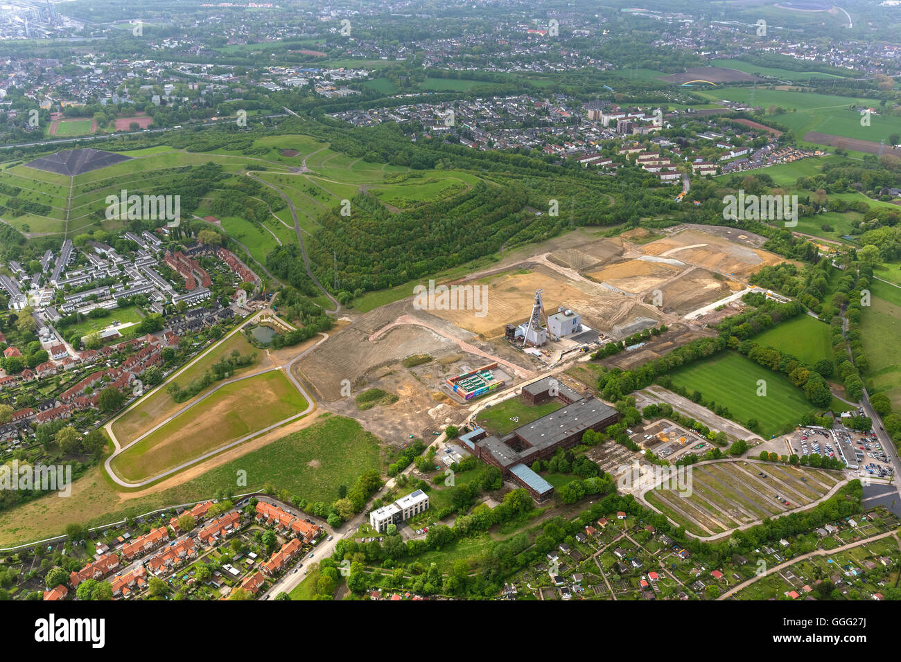 Vue aérienne, ex-mine de charbon. Hugo 2 5 8, 2, vue aérienne de l'arbre de Gelsenkirchen-Buer, Buer Vue aérienne de Gelsenkirchen, Banque D'Images