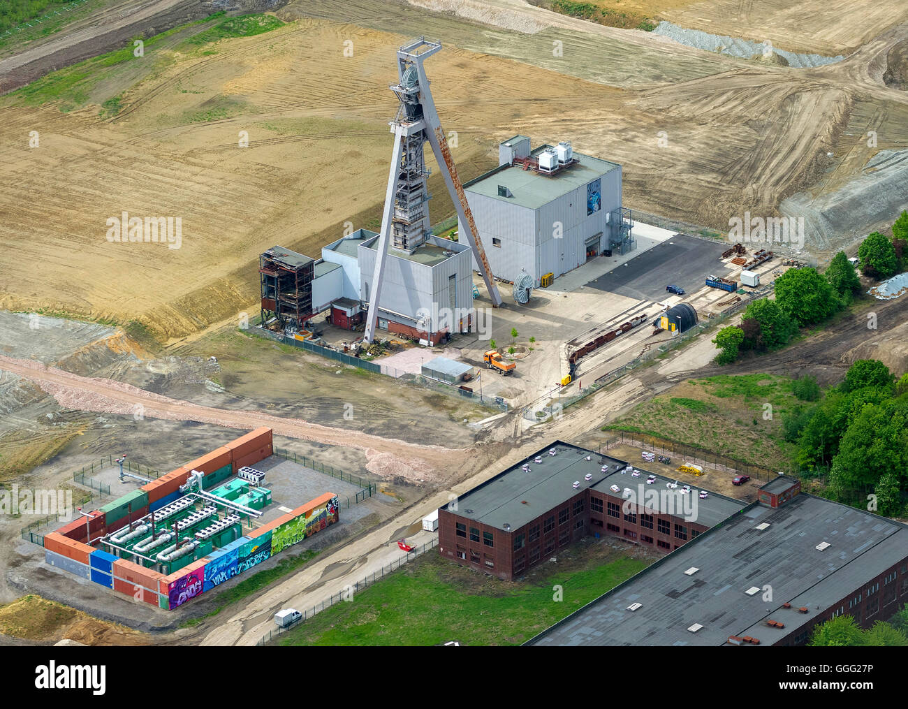 Vue aérienne, ex-mine de charbon. Hugo 2 5 8, 2, vue aérienne de l'arbre de Gelsenkirchen-Buer, Buer Vue aérienne de Gelsenkirchen, Banque D'Images