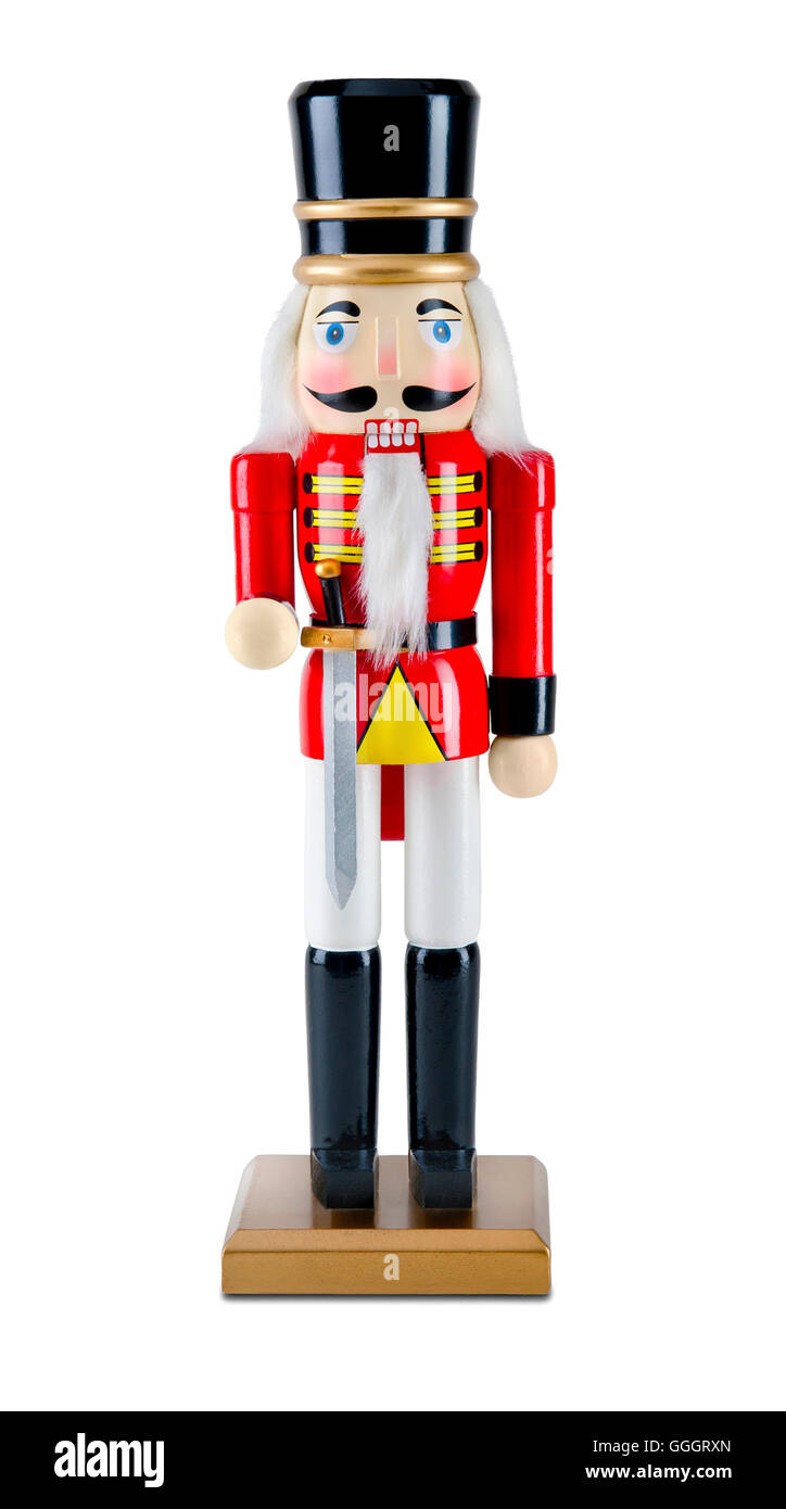 Figurine traditionnels Casse-noisette de Noël sur fond blanc Banque D'Images