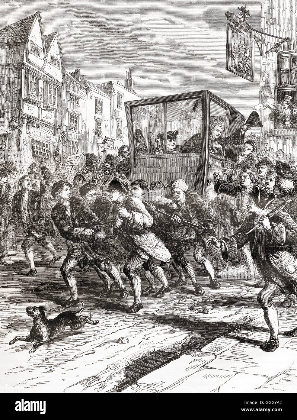 L'entrée triomphale de John Wilkes dans la ville de Londres après avoir été élu député de Middlesex en 1768. John Wilkes, 1725 - 1797. Radical anglais, journaliste et politicien. Banque D'Images