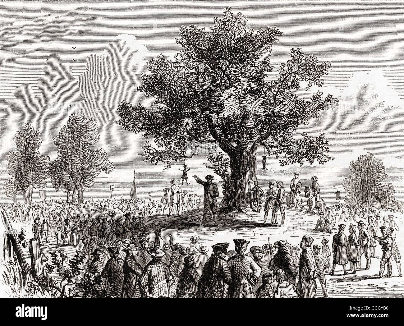 En vertu de l'arbre de la liberté colons, Boston, l'Amérique en 1774. Banque D'Images En vertu de l'arbre de la liberté colons, Boston, l'Amérique en 1774. Banque D'Images