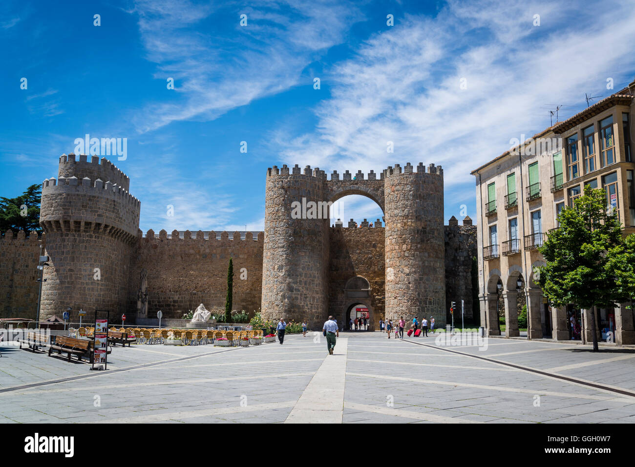 La porte de l'Alcazar, ville médiévale, d'Avila, Castille et Leon, Espagne Banque D'Images